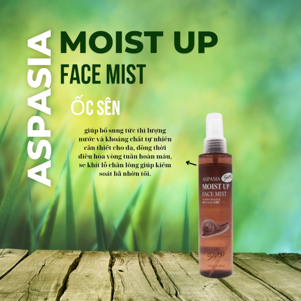 Xịt Khoáng Cấp ẩm Làm Dịu Làn Da Aspasia Moist Up Face Mist Collagen 150ml