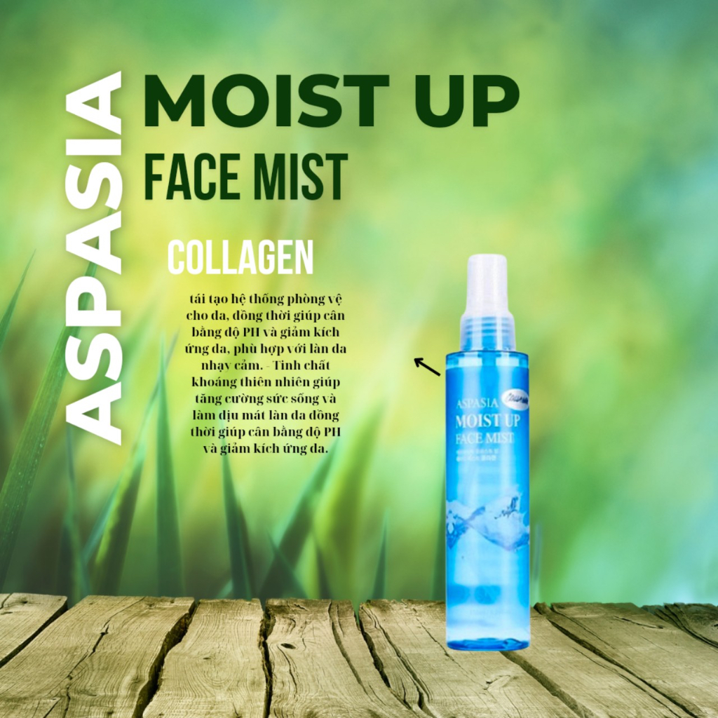 Xịt Khoáng Cấp ẩm Làm Dịu Làn Da Aspasia Moist Up Face Mist Collagen 150ml
