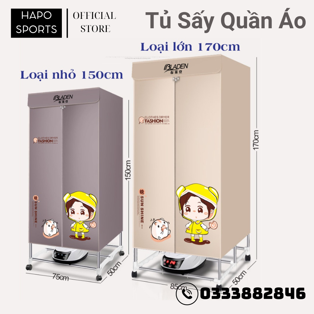 Tủ Sấy Quần Áo Tiết Kiệm 50% Điện Năng Khử Mùi Diệt Khuẩn, Máy Sấy Quần Áo Gió Xoay 360 Độ Gấp Gọn Tiện Lợi