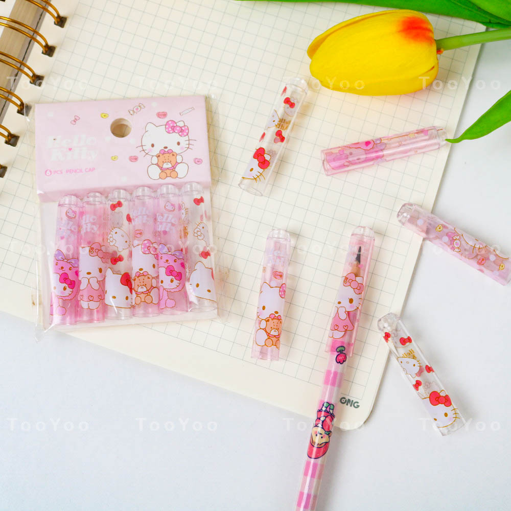 Set 6 cái nắp đậy bút chì Hello Kitty dễ thương cute TooYoo BK00250