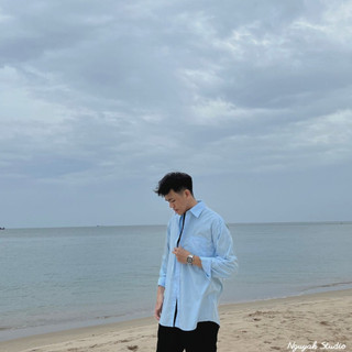 Áo sơ mi Xanh Basic form rộng Hàn Quốc - Nguyah Studio