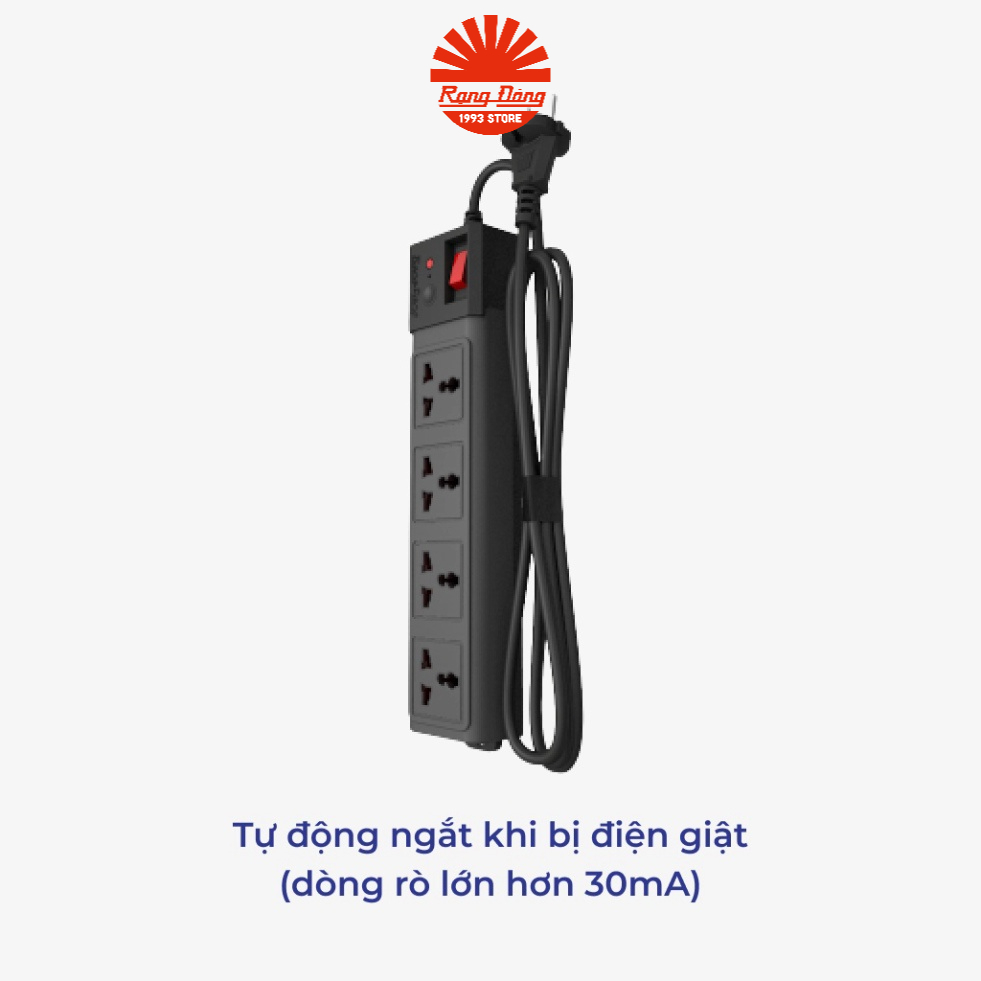 [NEW] Ổ cắm điện chống giật Rạng Đông 3m, 5m Model: OC04 4C/3M/10A, OC04 4C/5M/10A