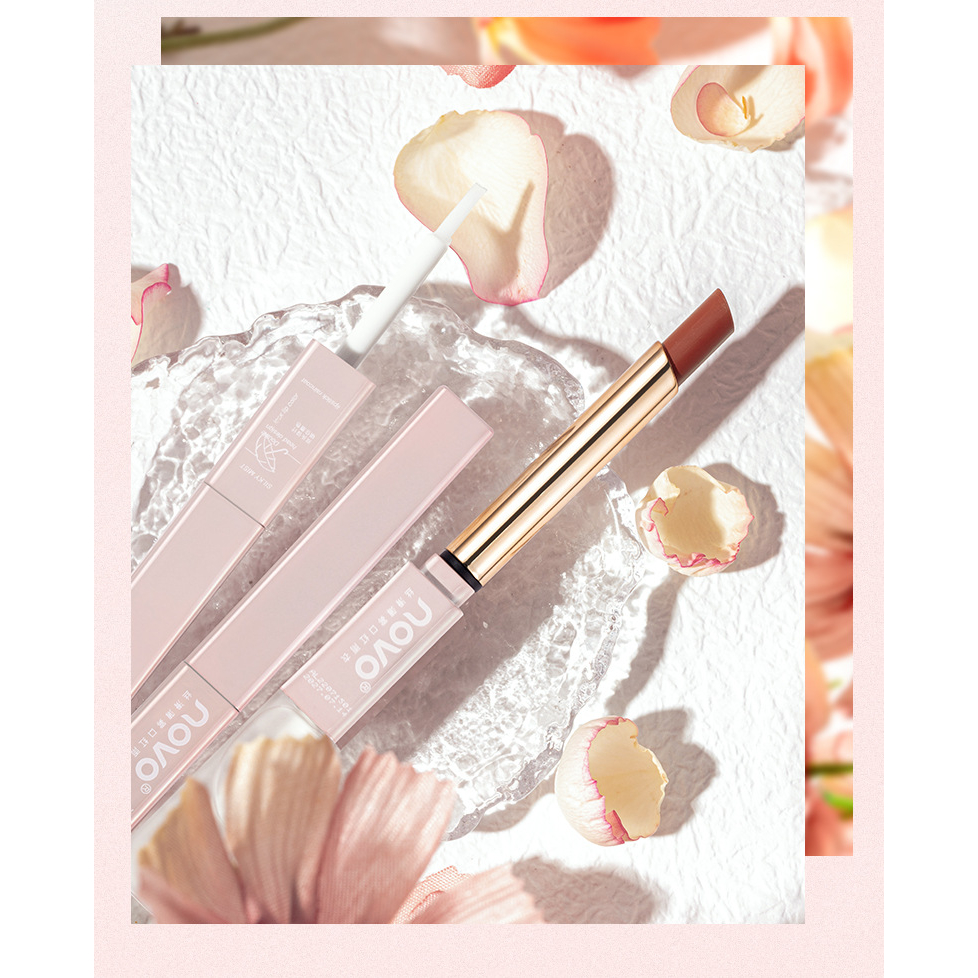 NOVO Son thỏi mịn lỳ, lên màu chuẩn. Kèm đầu gel khóa màu son, bền màu cả ngày