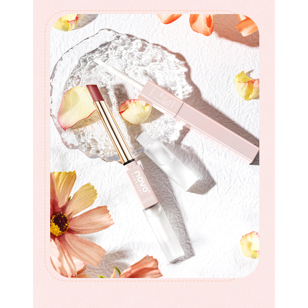 NOVO Son thỏi mịn lỳ, lên màu chuẩn. Kèm đầu gel khóa màu son, bền màu cả ngày