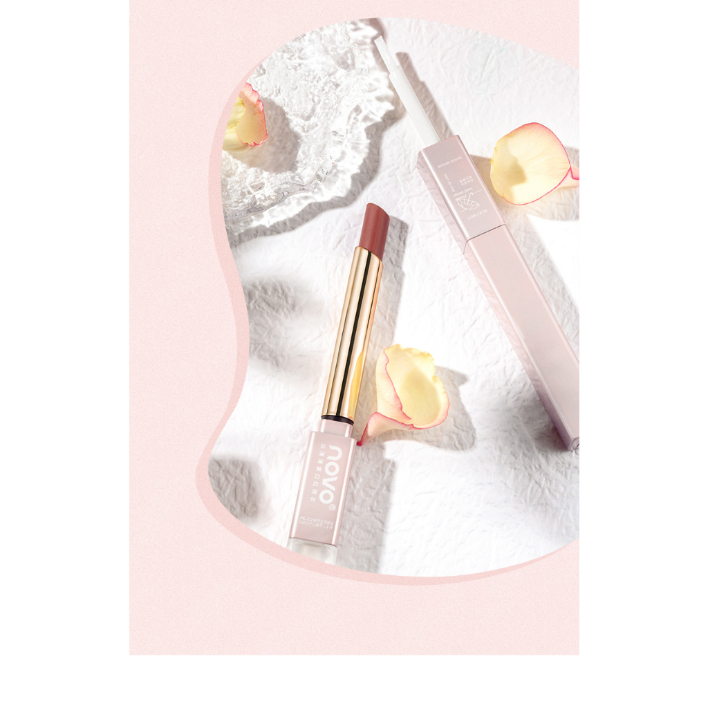 NOVO Son thỏi mịn lỳ, lên màu chuẩn. Kèm đầu gel khóa màu son, bền màu cả ngày