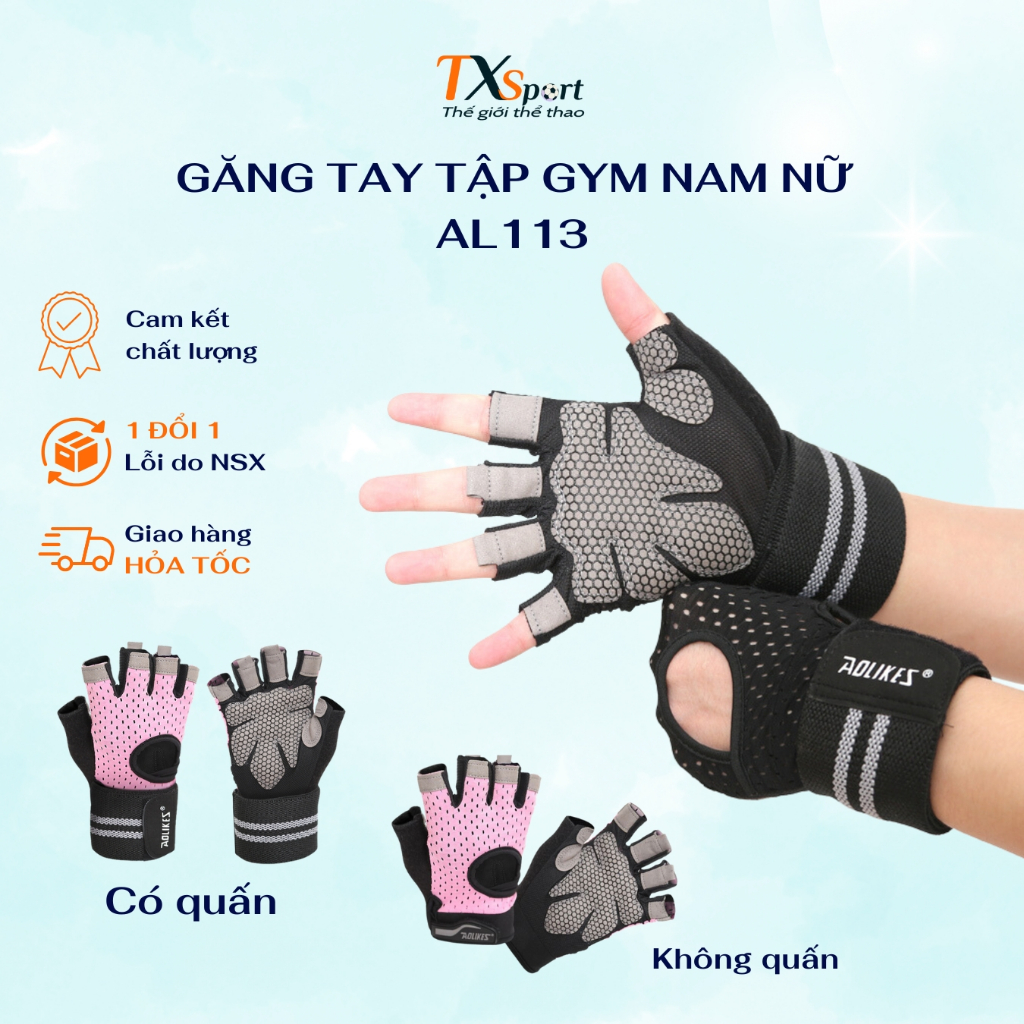 Găng Tay Tập Gym Nam Nữ Chính Hãng Aolikes113 Phiên Bản Nâng Cấp 2 Trong 1 Có Quấn Tiện Ích