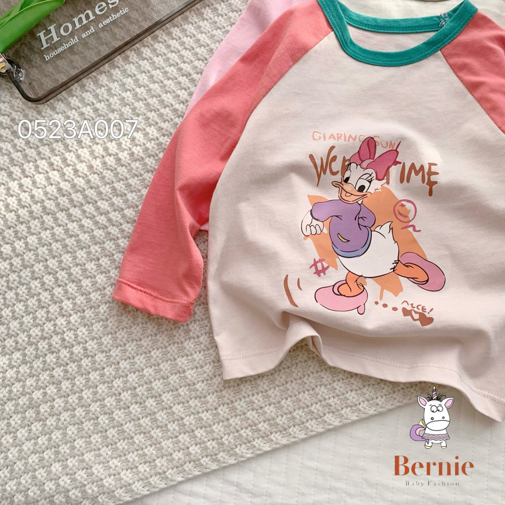 Áo cotton dài tay in hoạ tiết Donald Bernie cho bé gái, chất cotton mỏng mềm