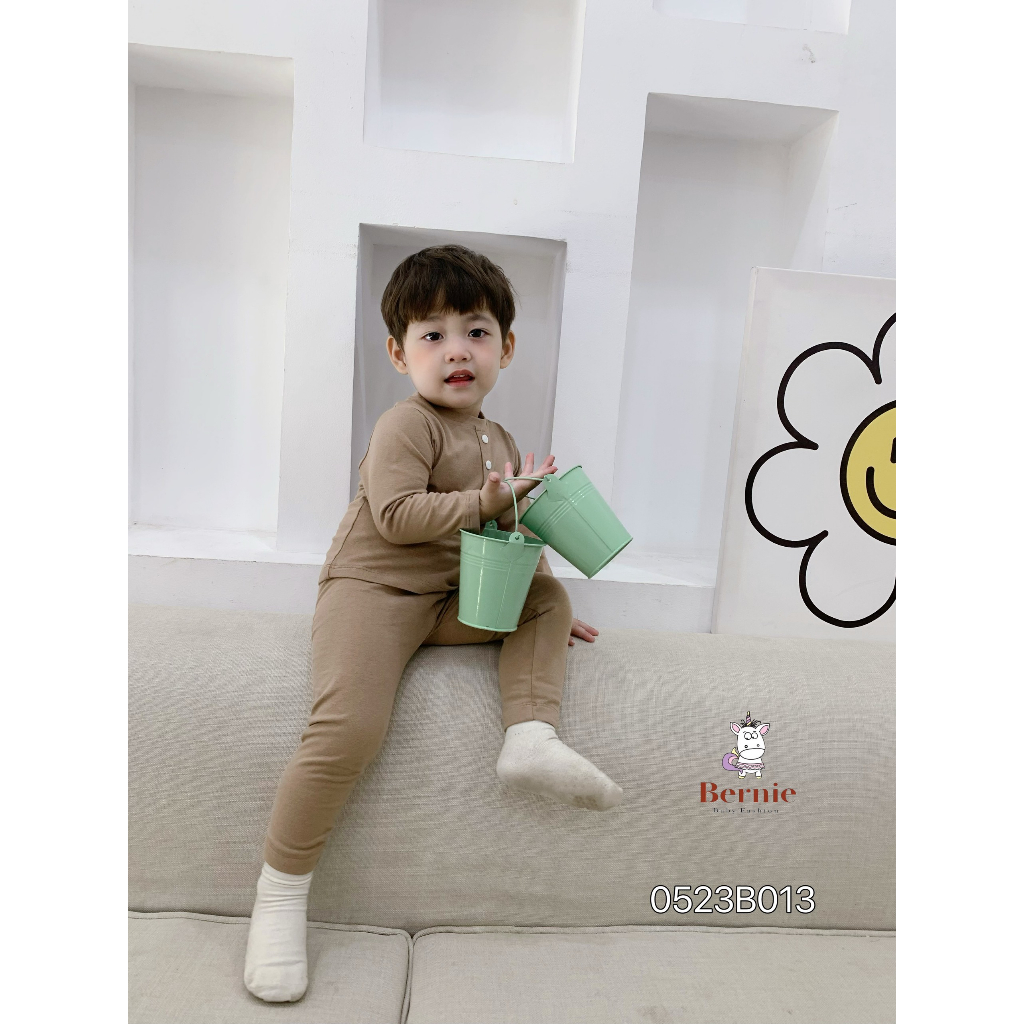 Bộ cotton dài tay in hình mỏ neo Bernie cho bé