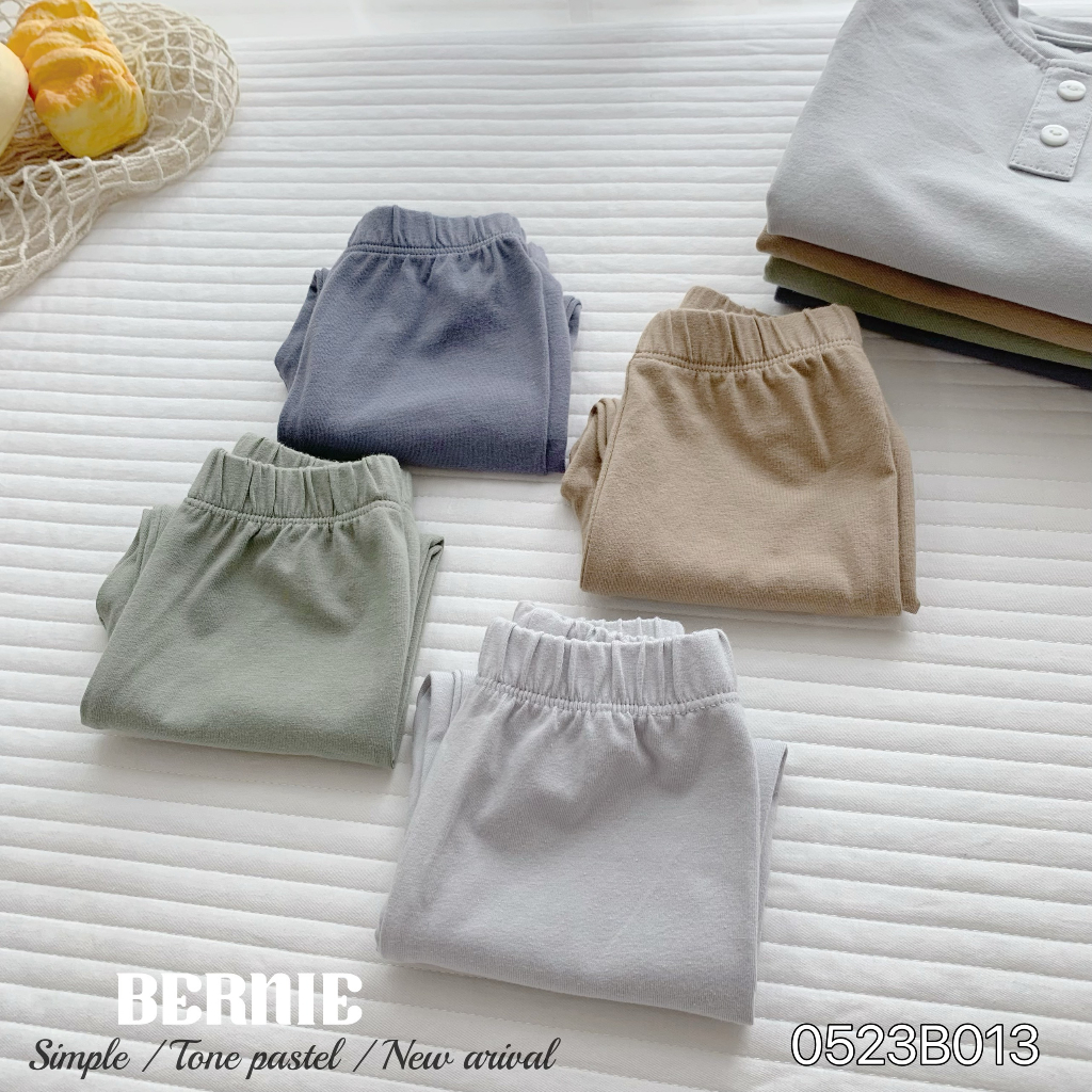 Bộ cotton dài tay in hình mỏ neo Bernie cho bé