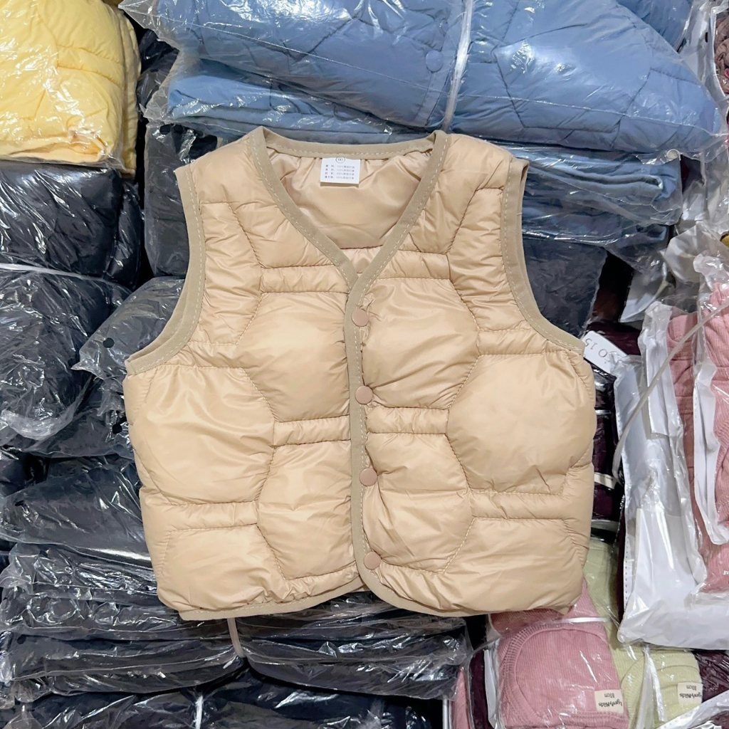Áo gile phao quảng châu siêu mềm mỏng cho bé trai bé gái 8-18kg