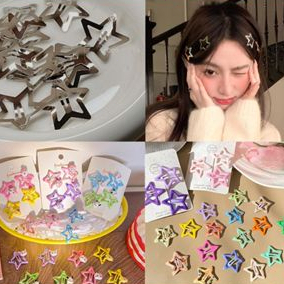 💓Kẹp Tóc Hình Ngôi Sao Năm Cánh Bằng Kim Loại Bạc Dễ Thương Cho Nữ Y2k