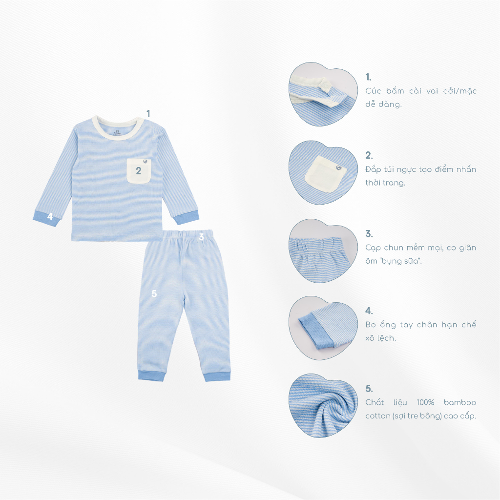 Bộ dài tay cài vai Bamco BU