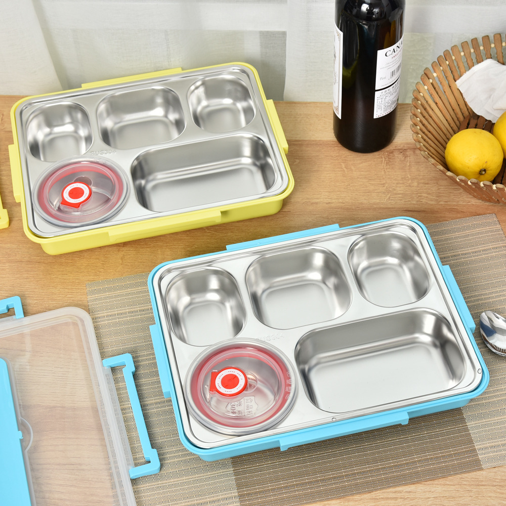 Khay cơm Inox 5 ngăn, khay cơm văn phòng, hộp cơm inox