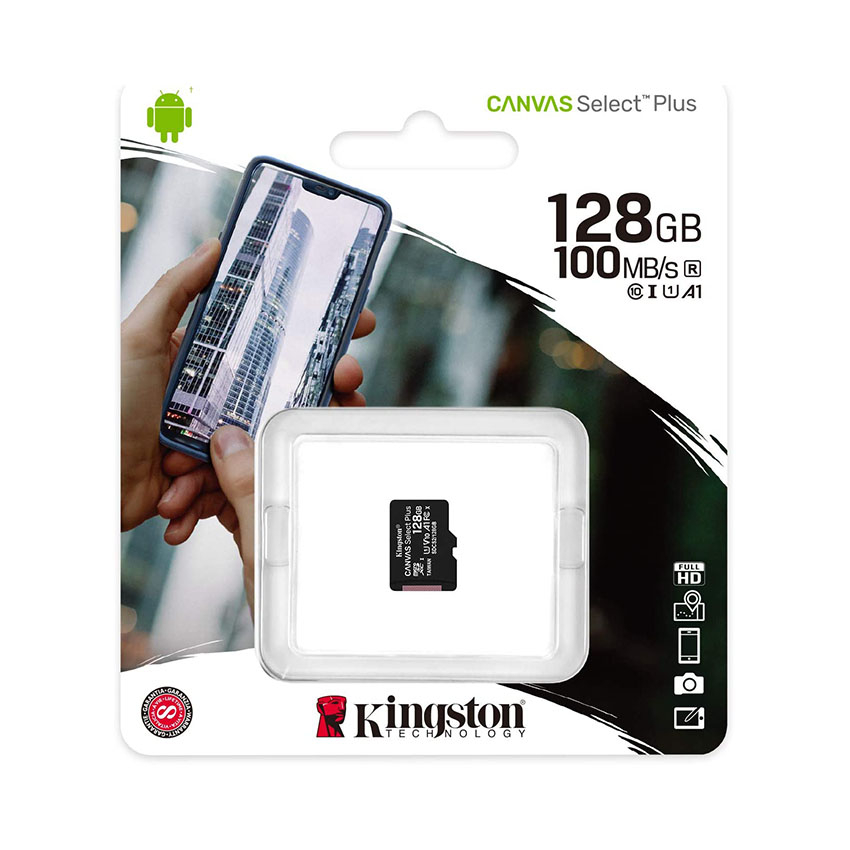 Thẻ nhớ 128GB Kingston microSDHC A1 V10 Canvas Select Plus Class10 tốc độ