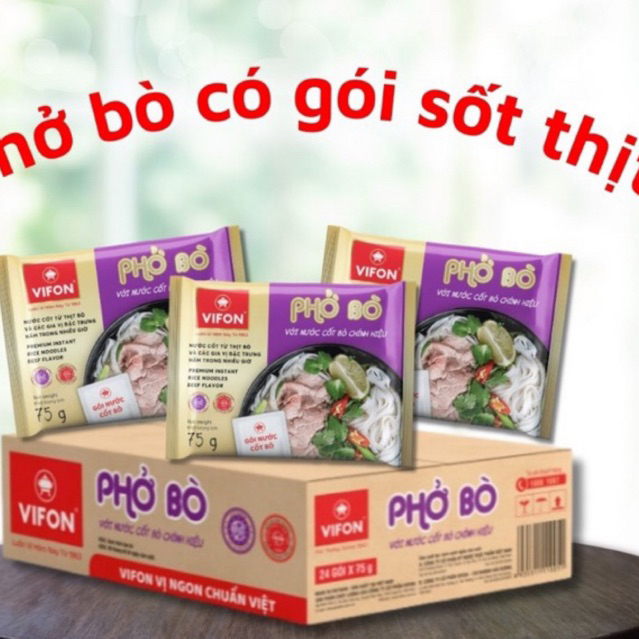 Thùng 24 gói phở bò Vifon loại 75gr (có gói cốt thịt bò)