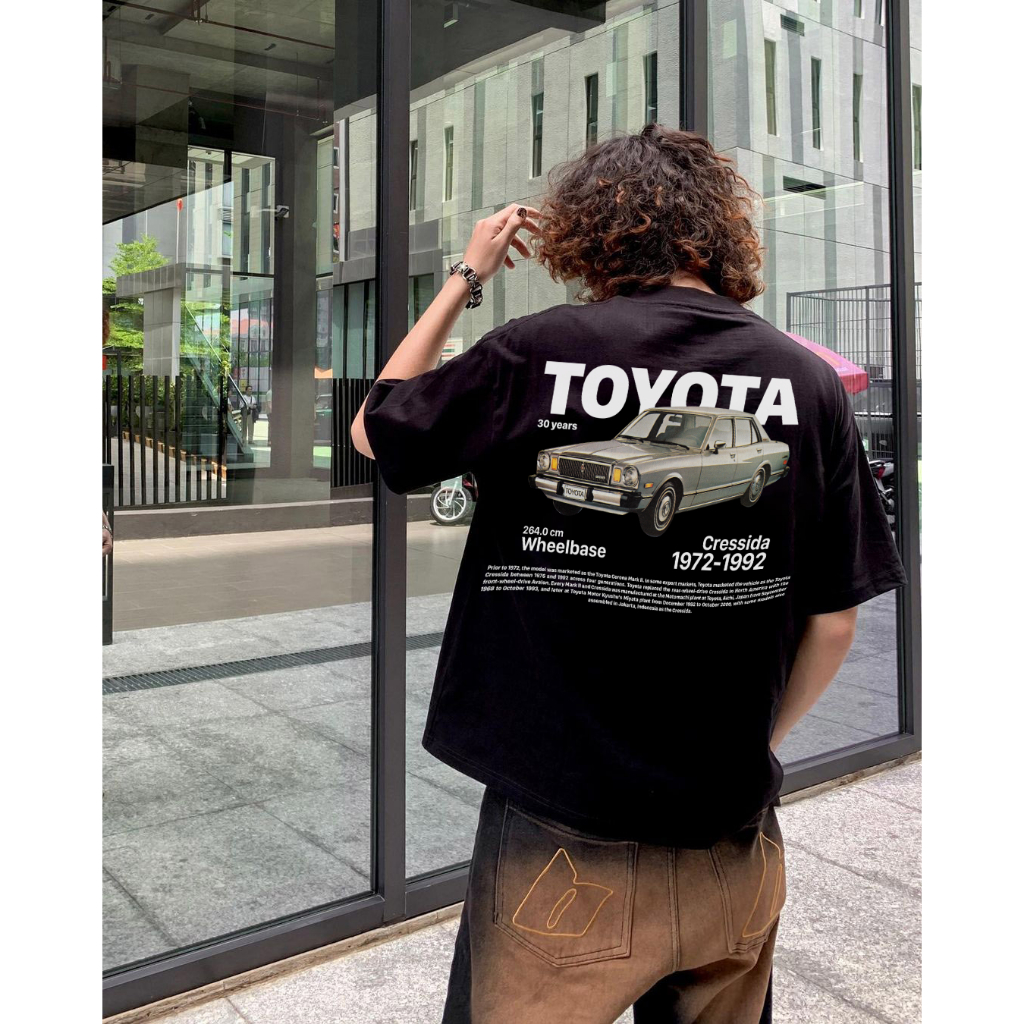 Áo thun unisex nam nữ xe Toyota vintage form rộng 100% cotton 250gsm bo cổ dày dặn 98stu
