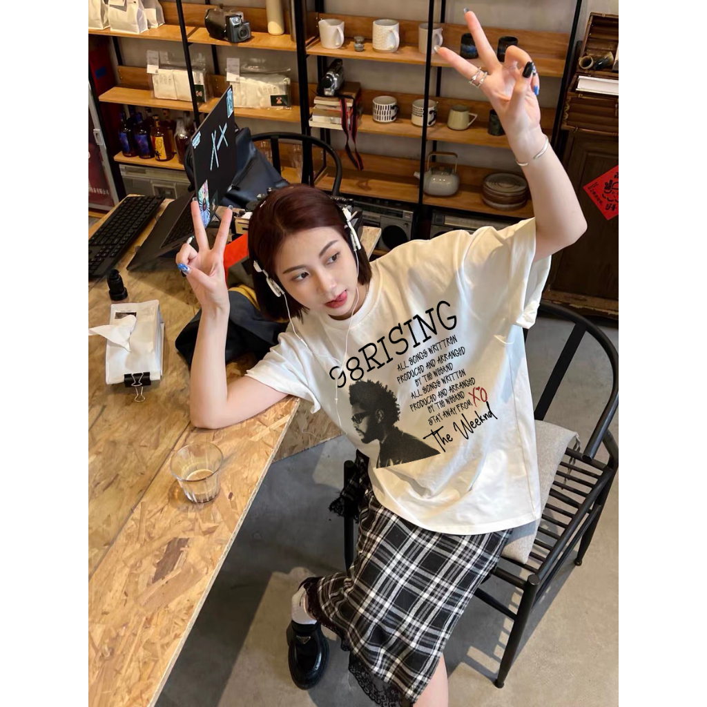 Áo thun unisex nam nữ The Weeknd form rộng 100% cotton 250gsm bo cổ dày dặn 98stu