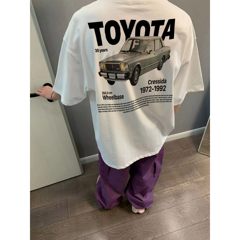 Áo thun unisex nam nữ xe Toyota vintage form rộng 100% cotton 250gsm bo cổ dày dặn 98stu