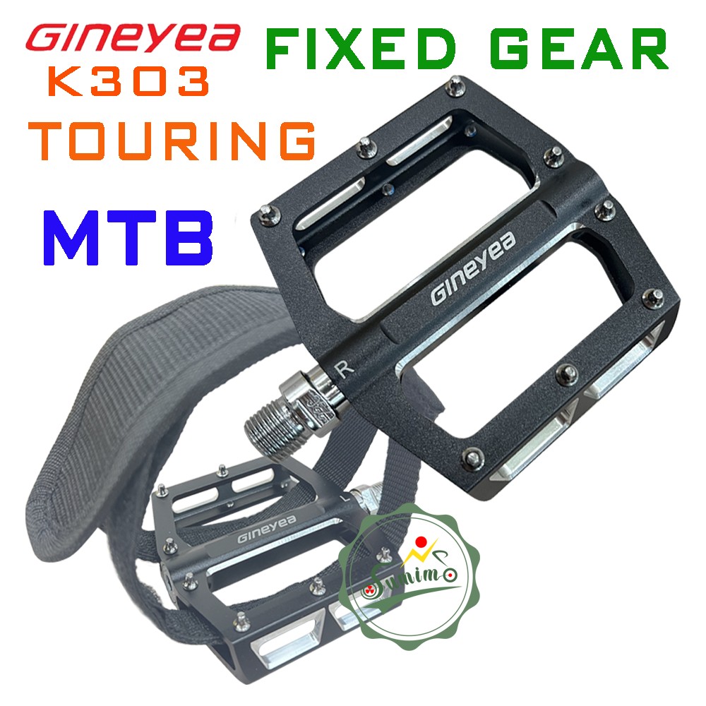 Bàn đạp bạc đạn GINEYEA K303 nhôm CNC có đinh chống trượt