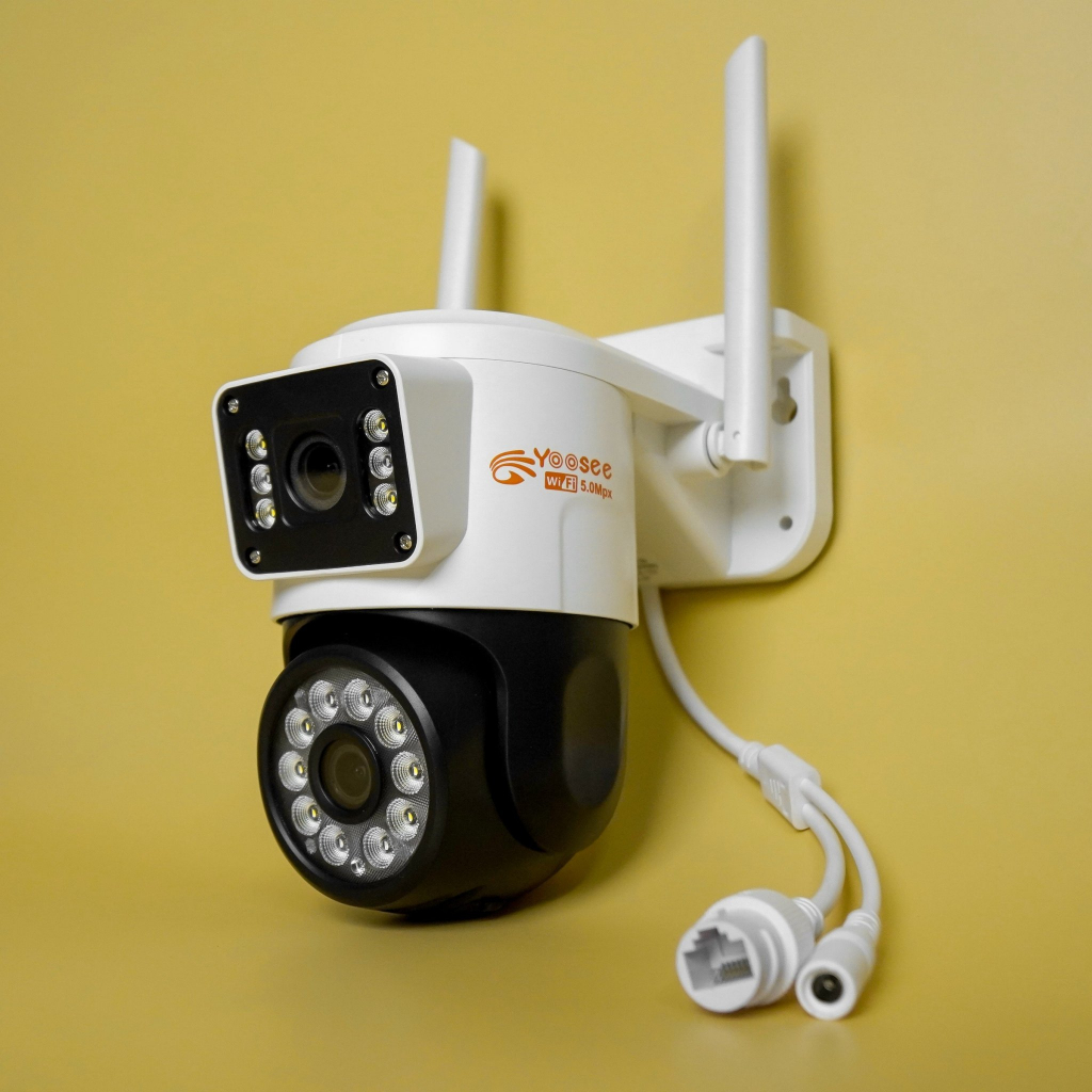 Camera Yoosee 2 MẮT ngoài trời XEM 2 MÀN HÌNH cùng lúc 5.0MPX xoay 360 độ,xem đêm có màu, hỗ trợ đàm thoại 2 chiều