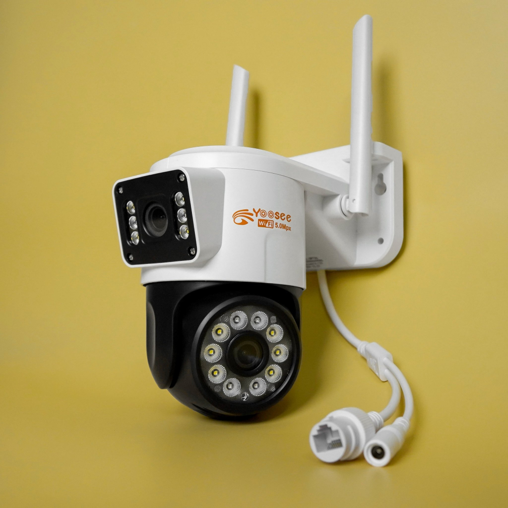 Camera Yoosee 2 MẮT ngoài trời XEM 2 MÀN HÌNH cùng lúc 5.0MPX xoay 360 độ,xem đêm có màu, hỗ trợ đàm thoại 2 chiều