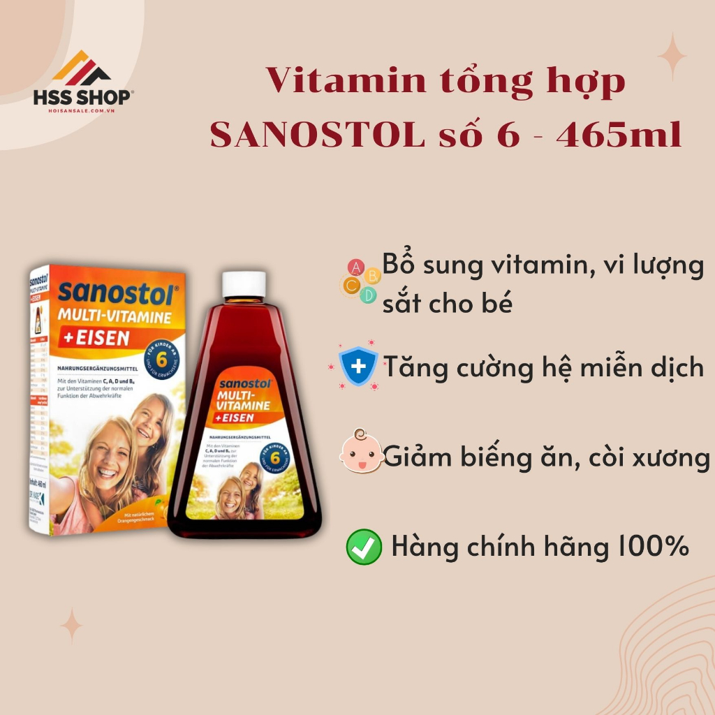 Date t2.2024 - Vitamin Tổng Hợp Sanostol Số 6 + Sắt Cho Bé Từ 6 Tuổi