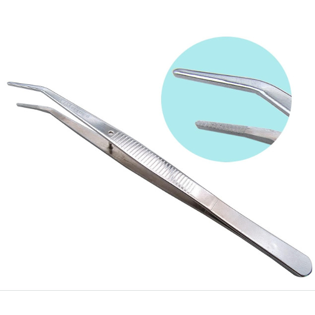 Nhíp Gắp Chỉ Cong, Có Răng TWE6 JinZen Stainless Steel Tweezers For Thread Clip, Serrated,Industrial Garment Accessories