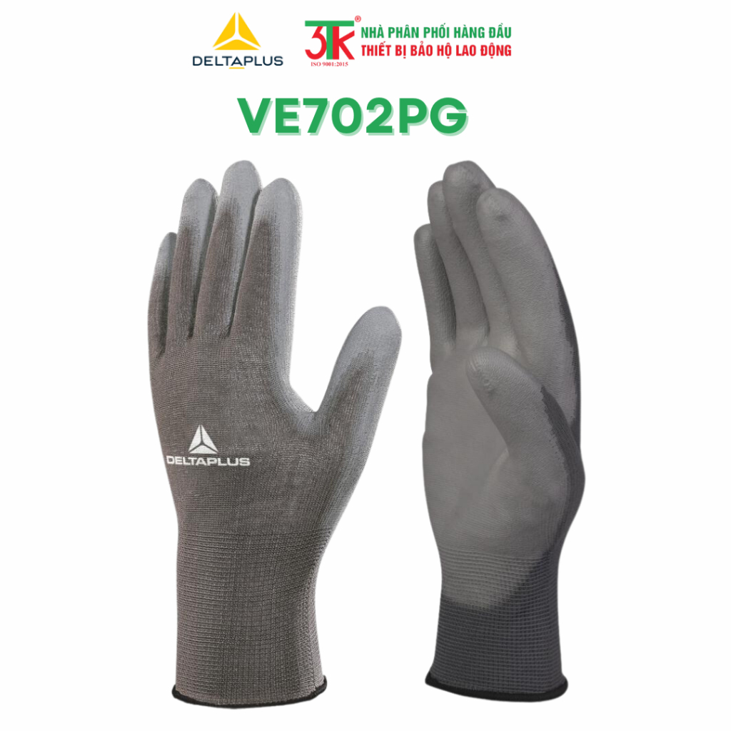 Găng tay Deltaplus VE702PG phủ PU chống dầu chống cắt