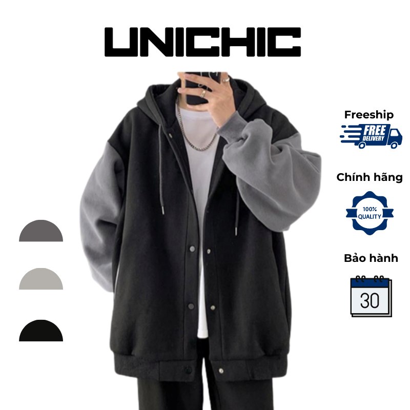Áo Khoác Nỉ Bông Nam, Nữ Basic Unisex Nỉ From Rộng Màu Đen Xám HDBN750 Zunichic | BigBuy360 - bigbuy360.vn
