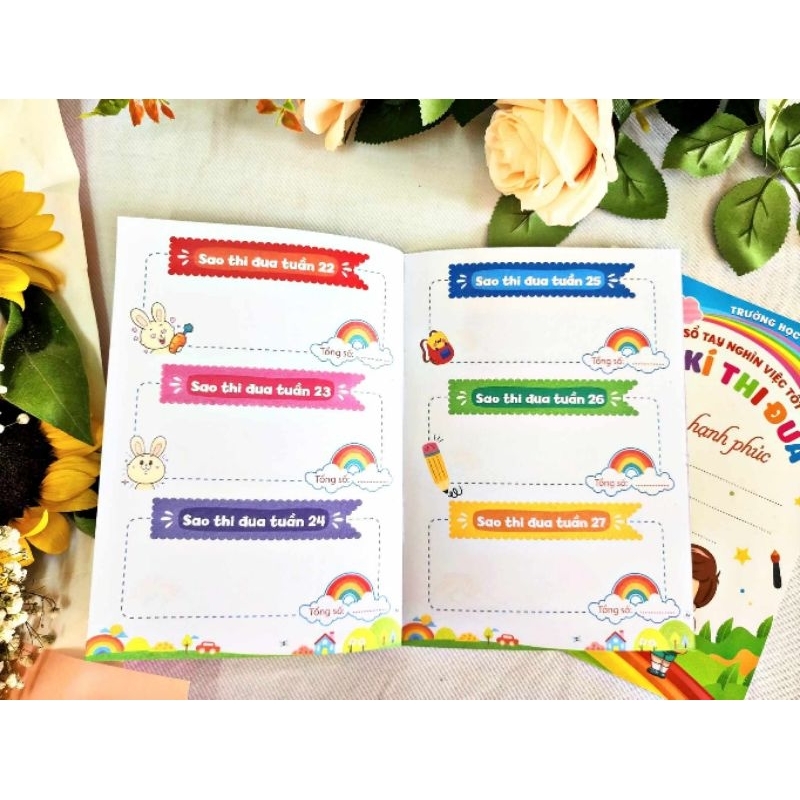 Combo 50 nhật ký thi đua tặng 300 stick dán