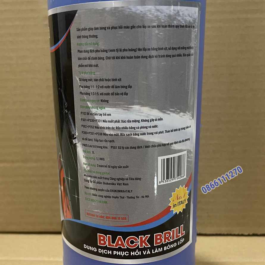 Nước dưỡng và làm đen bóng lốp ôtô xe máy Ekokemika Black Brill 1 lít