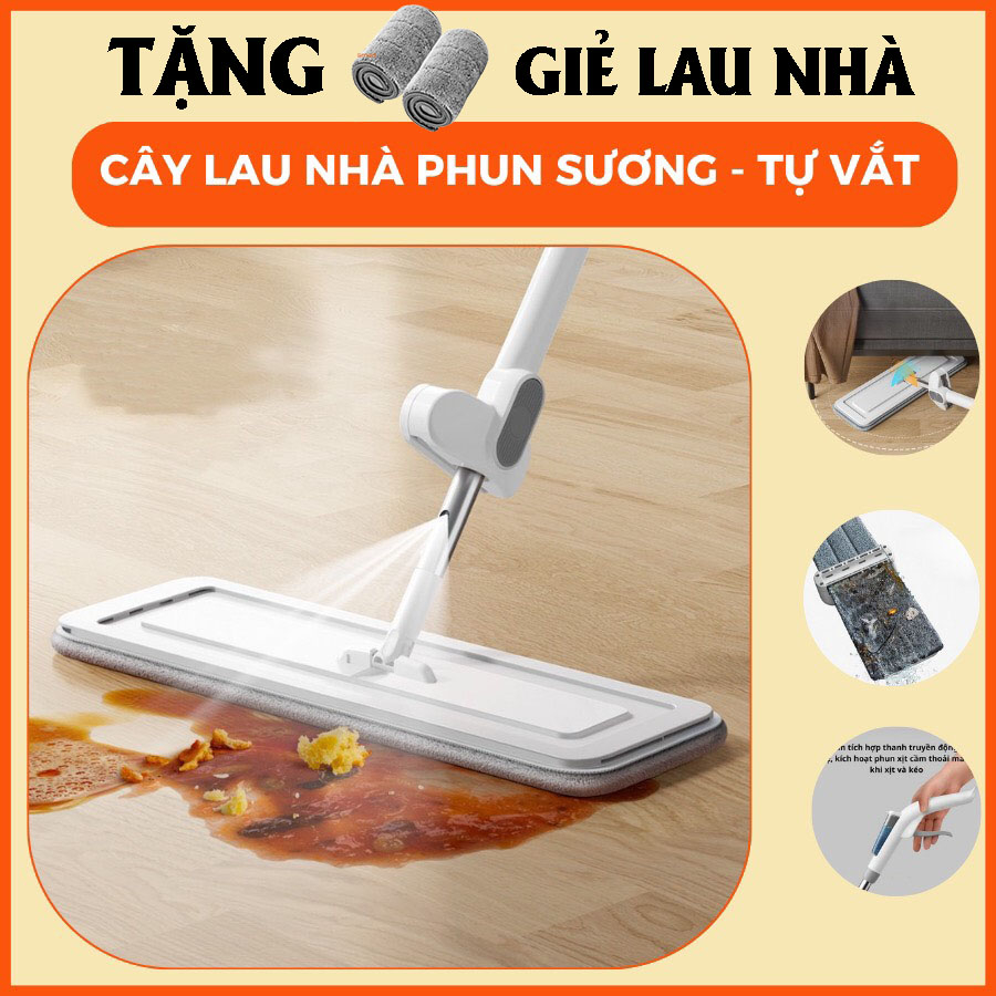 Cây Lau Nhà Phun Sương, Chổi Lau Nhà Tự Vắt Thông Minh Cực Kì Tiện Lợi Lau 360 Độ - Thỏ hồng shop