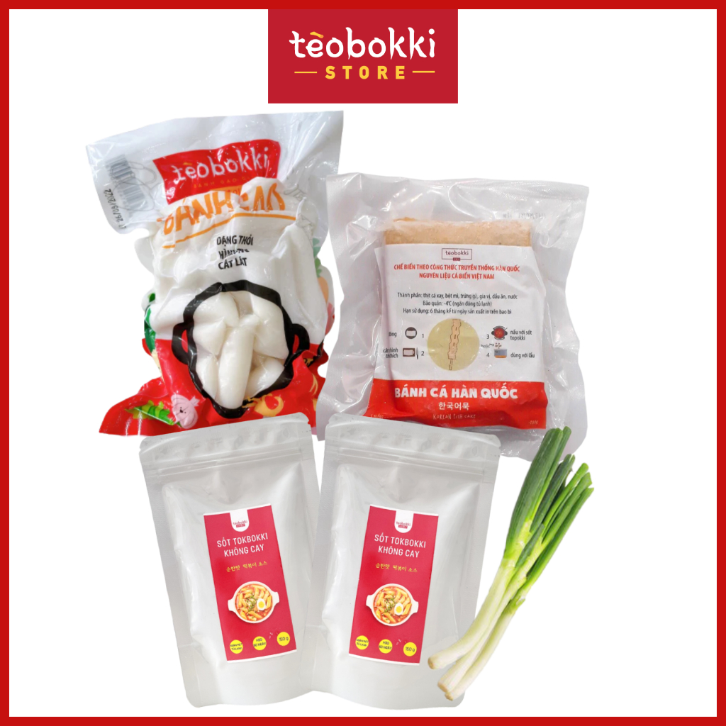 Combo nấu tokbokki không cay, combo nấu bánh gạo Tèobokki