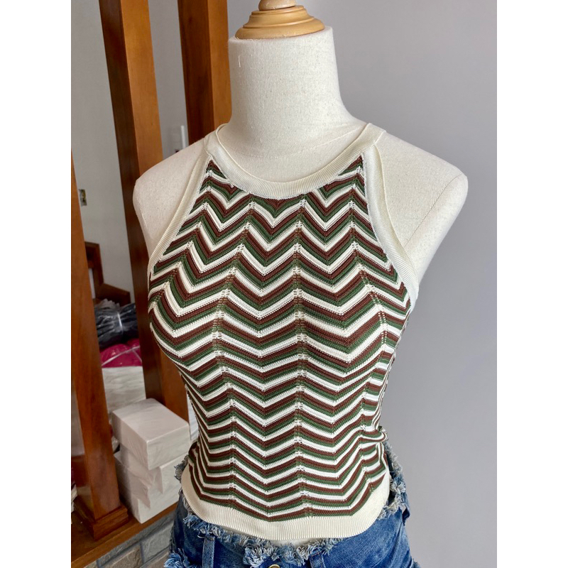 Áo sát nách nữ- Áo dệt kim sát nách dáng ôm in kẻ sọc thiết kế ngọt ngào cho Nữ 2023