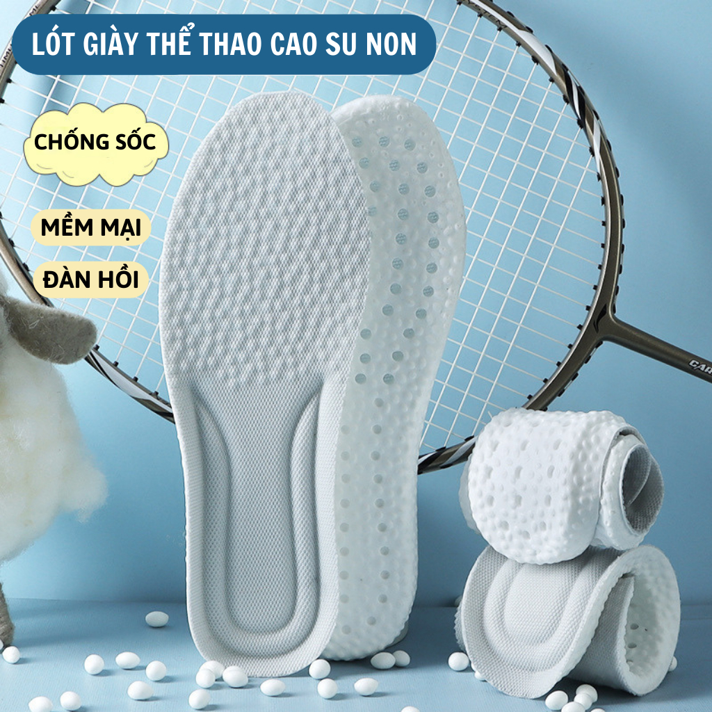 Lót Giày Thể Thao Cao Su Non-Êm Chân Nam Nữ Cao Cấp, Khử Mùi, Thoáng Khí, Ngăn Vi Khuẩn