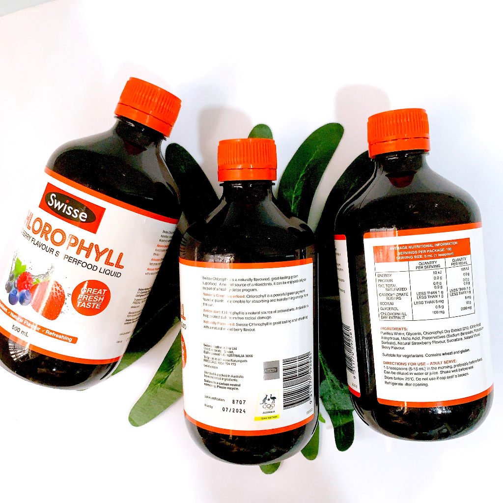 Nước Diệp Lục Dâu - Bạc Hà - Swisse Chlorophyll phù hợp cho người ít ăn rau