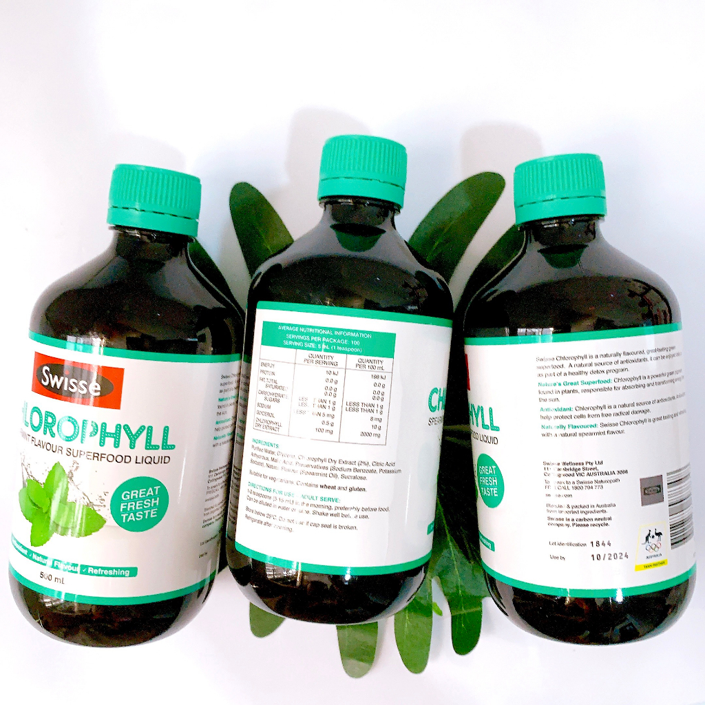 Nước Diệp Lục Dâu - Bạc Hà - Swisse Chlorophyll phù hợp cho người ít ăn rau