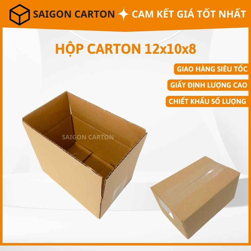 1000 Hộp carton size 12x10x8 - sản xuất bởi SÀI GÒN CARTON