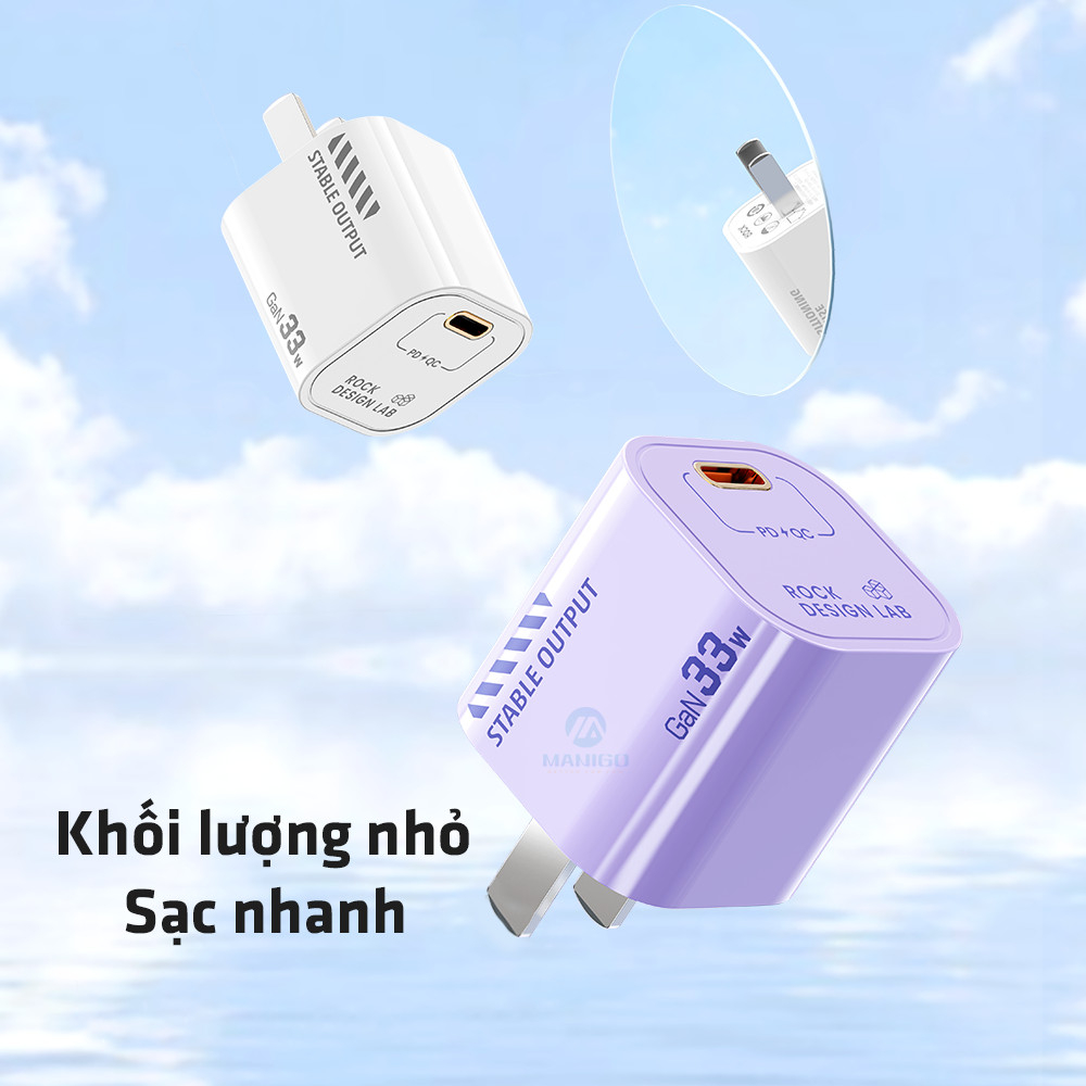 Củ sạc nhanh iphone chuẩn PD 33W Rockspace T88 ổn định không nóng hàng bảo hành 12 tháng bảo hành 1 đổi 1