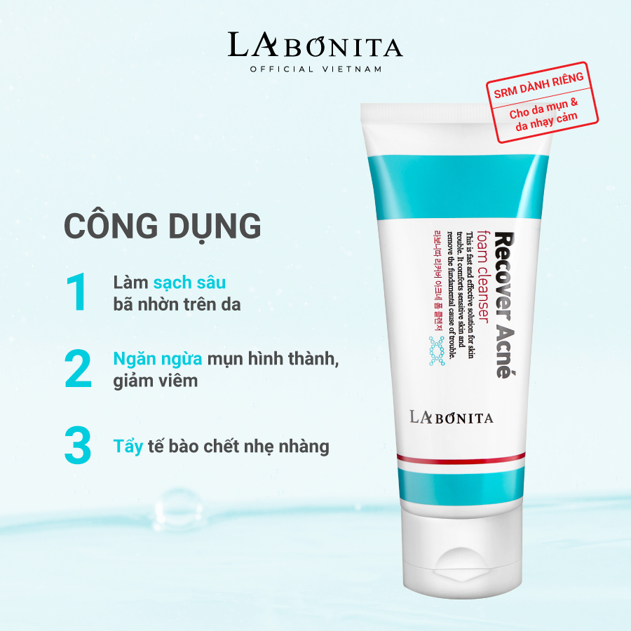 Sữa Rửa Mặt Cho Da Dầu Mụn La Bonita Recover Acne Foam Cleanser 100ml