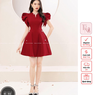 Đầm Bigsize tay xếp đính nút hạt TBNbigsize 1832