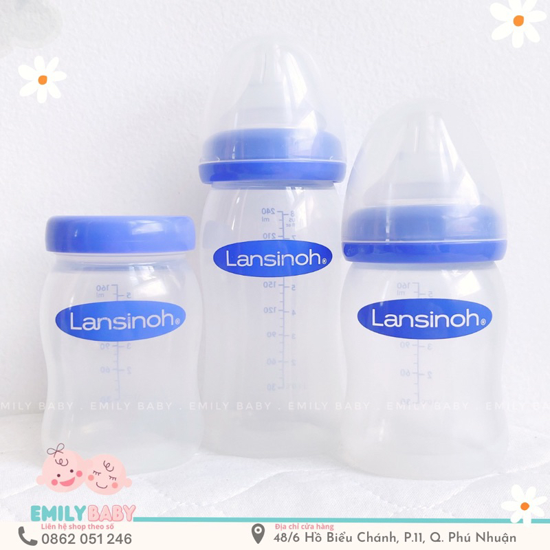 Bình sữa Lansinoh 160ml/240ml chọn núm S/M/L