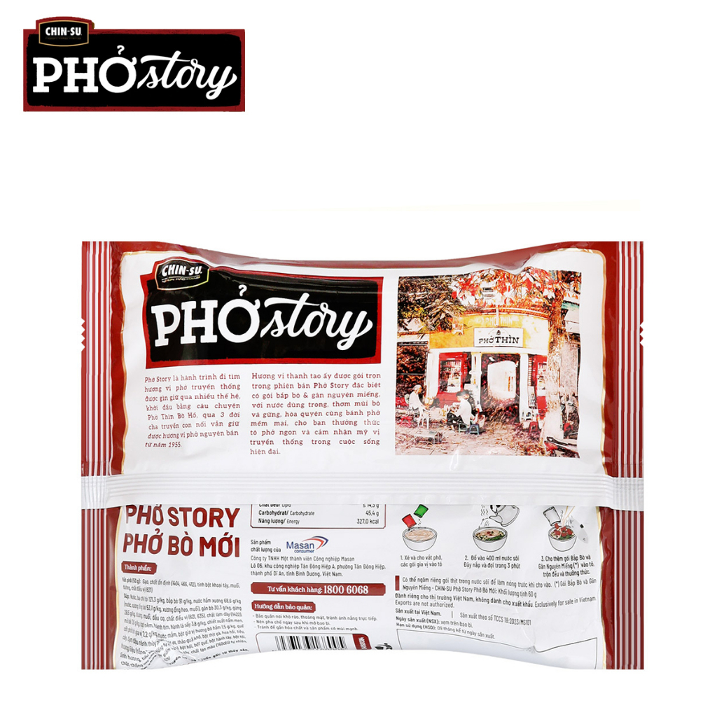 THÙNG 15 GÓI PHỞ BÒ TRUYỀN THỐNG NƯỚC TRONG CÓ BẮP BÒ VÀ GÂN NGUYÊN MIẾNG PHỞ THÌN BỜ HỒ PHỞ STORY CHINSU 131 GRAM