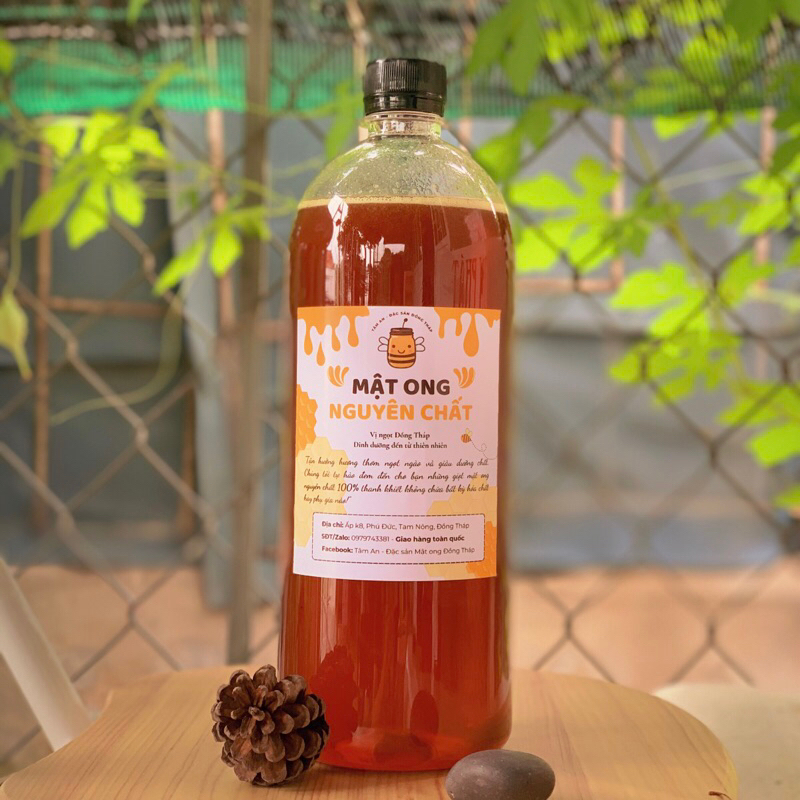 Mật ong nguyên chất 1lít - Tâm An Đặc sản Đồng Tháp