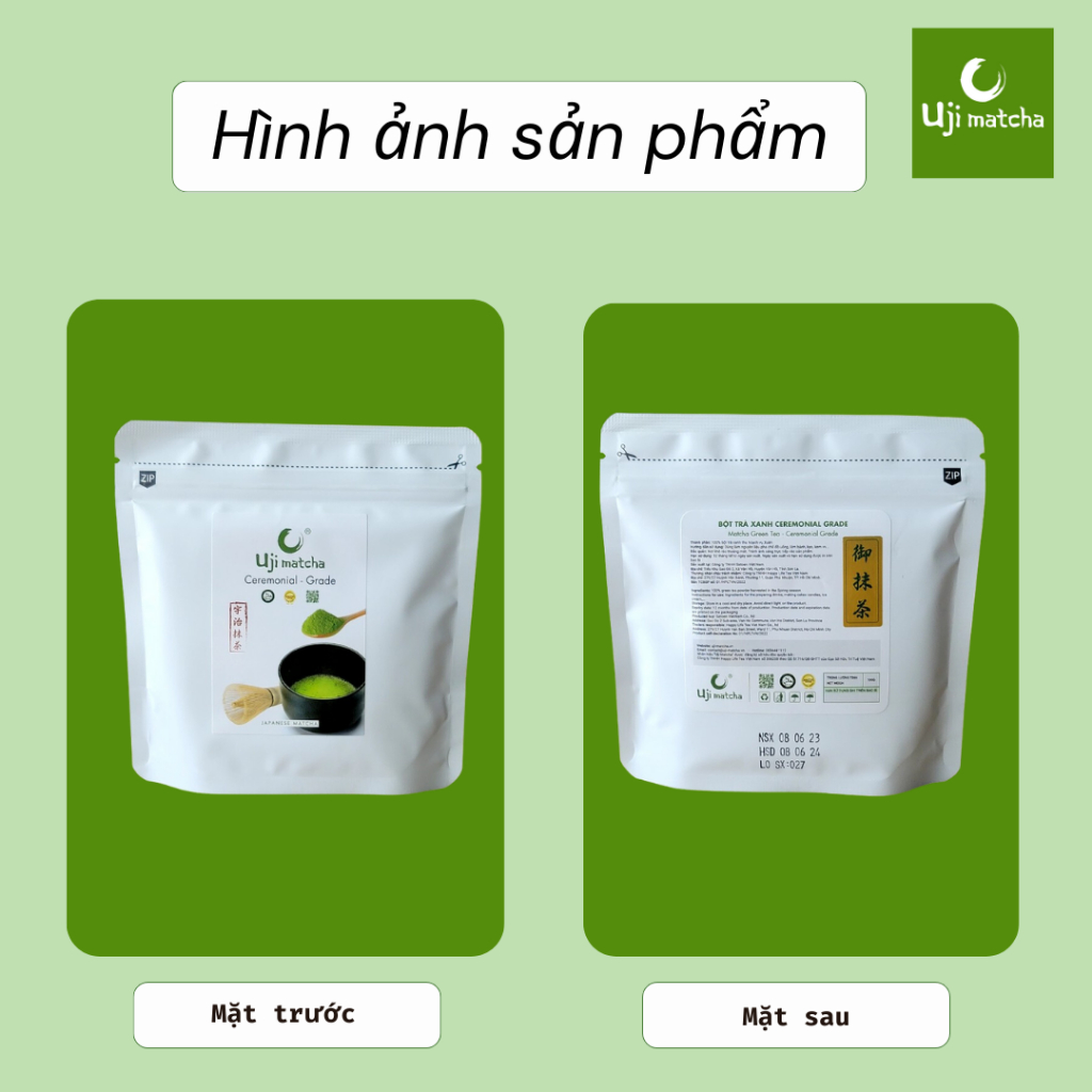 Bột trà xanh Matcha Ceremonial Grade nguyên chất gói 100g – Không đường, sữa