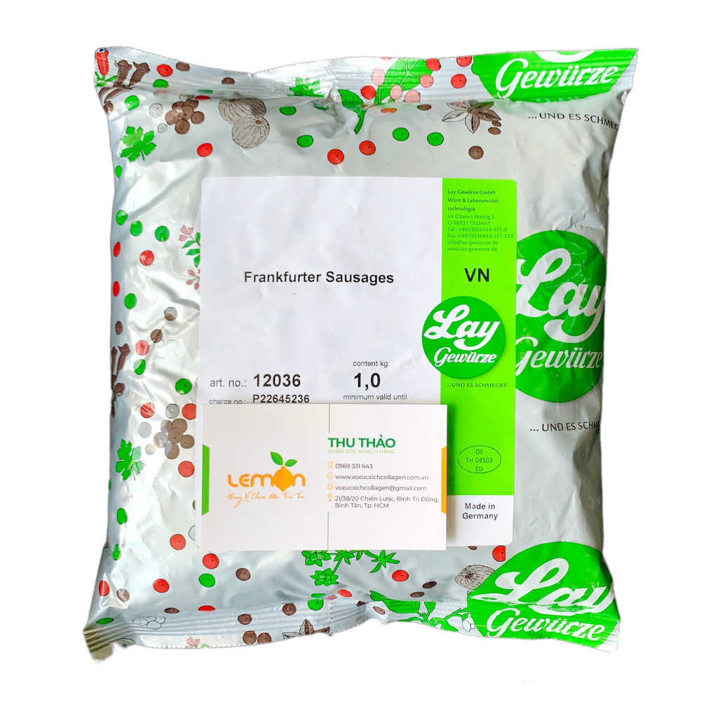 [100g-500g] Gia vị làm xúc xích Frankfurter Sausages hàng Đức - Thành phần thảo mộc tự nhiên