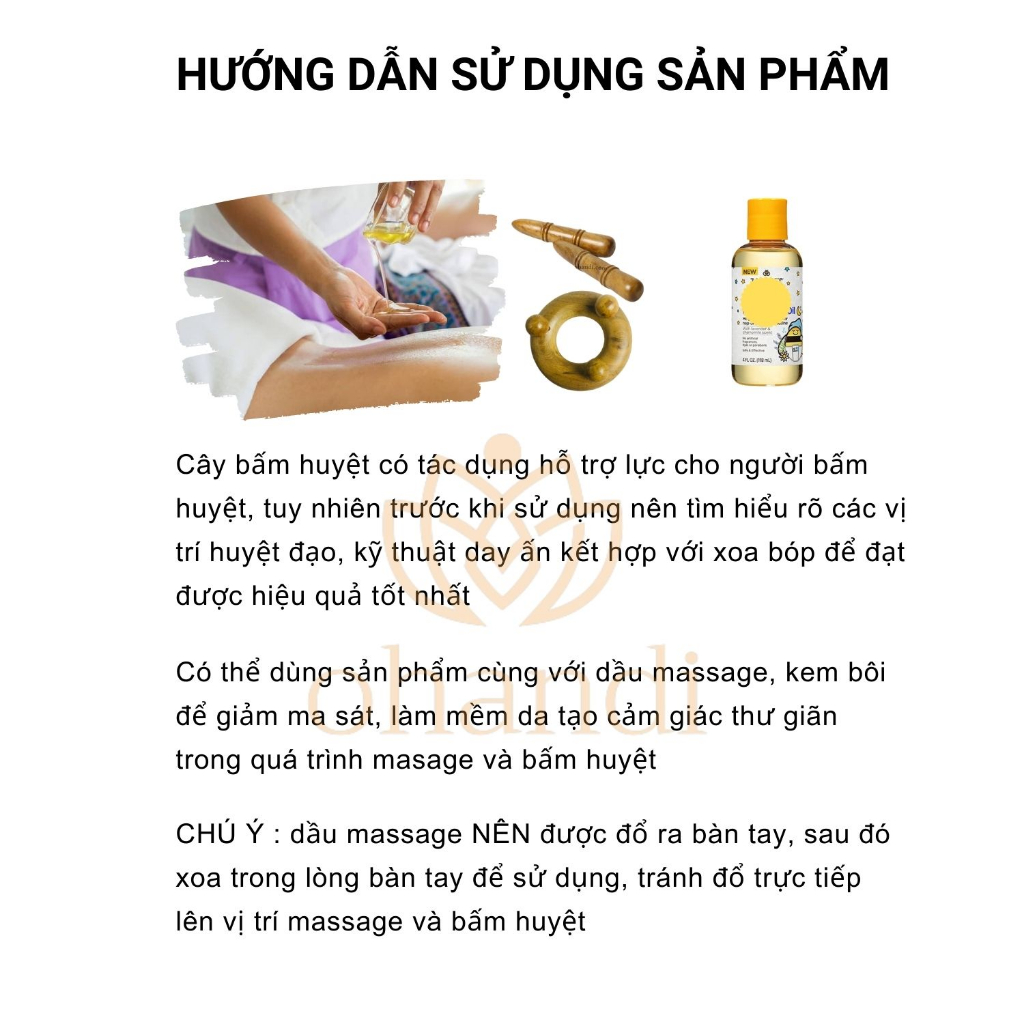 Cây Bấm Huyệt Hai Cạnh massage cổ vai gáy gỗ thơm tự nhiên không gây kích ứng da
