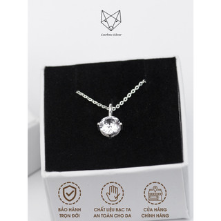 Dây Chuyền Bạc Ta S925 Cao Cấp CaoBac Silver Bốn Chấu KIm Cương Nhân Tạo Đơn Giản, Sang Trọng Cho Bạn Gái
