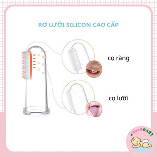 Rơ lưỡi silicon cho bé vệ sinh răng miệng trắng trong tặng kèm hộp