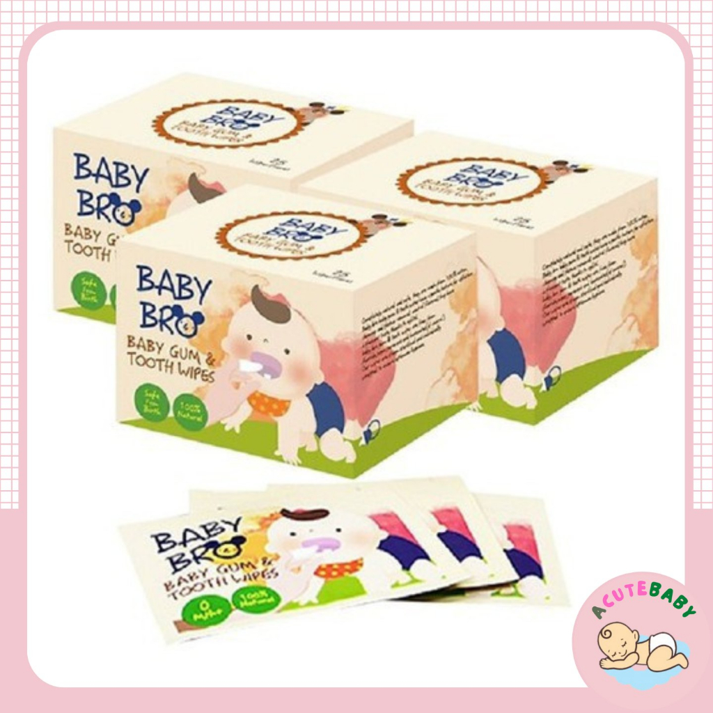Rơ lưỡi cho bé hộp 25 khăn lau răng miệng tưa lưỡi Hàn Quốc Baby Bro - ACuteBaby